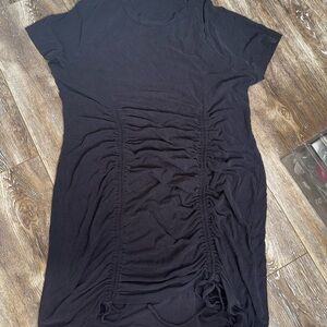Topshop Black Short Sleeve Ruched Front Tunic
